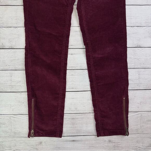 SANDRO Women's Burgundy Narrow Wale Corduroy Pants Cropped Size FR 34  US 2 - Picture 4 of 9